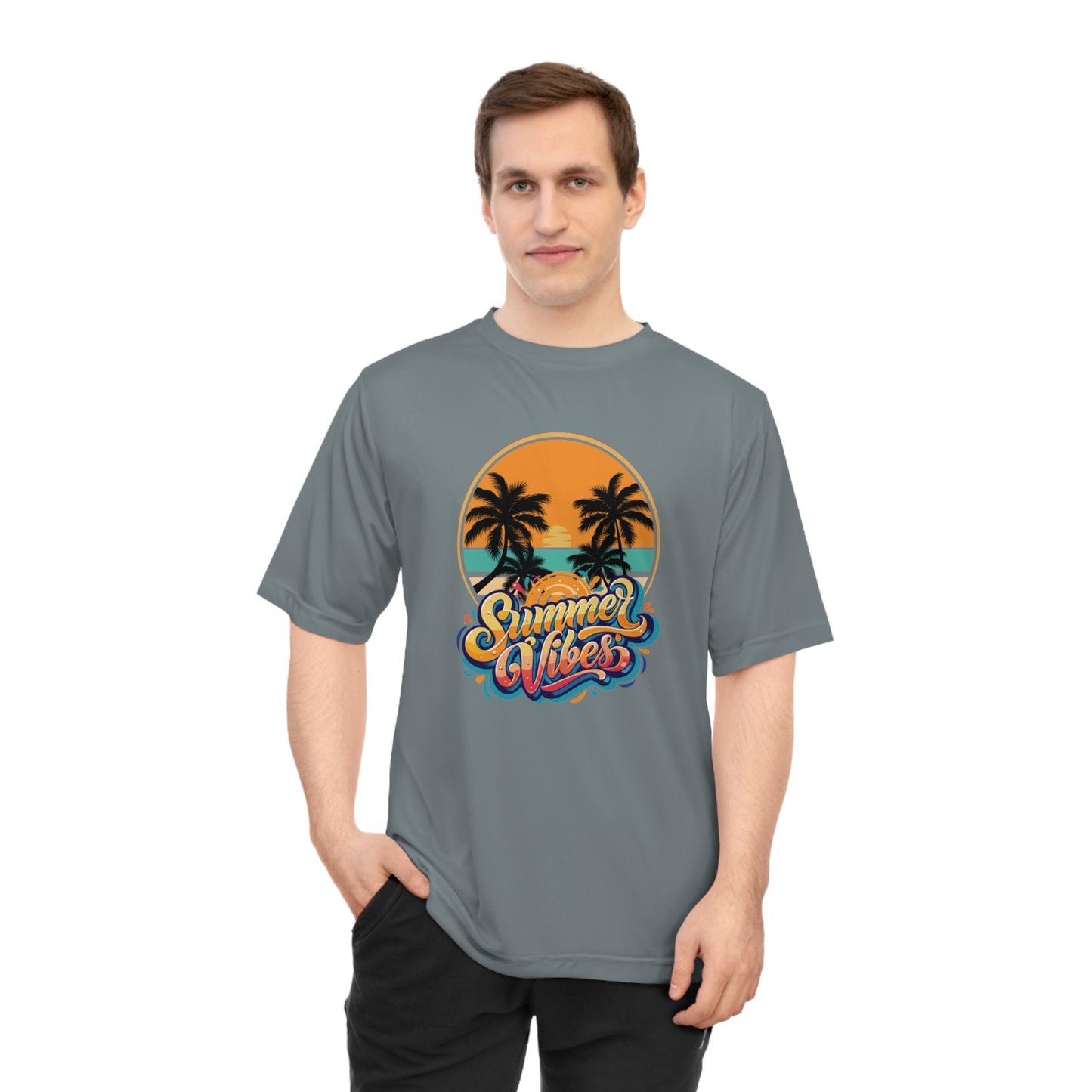 Summer Vibes Performance T-Shirt — Tropical Palm Beach Graphic
