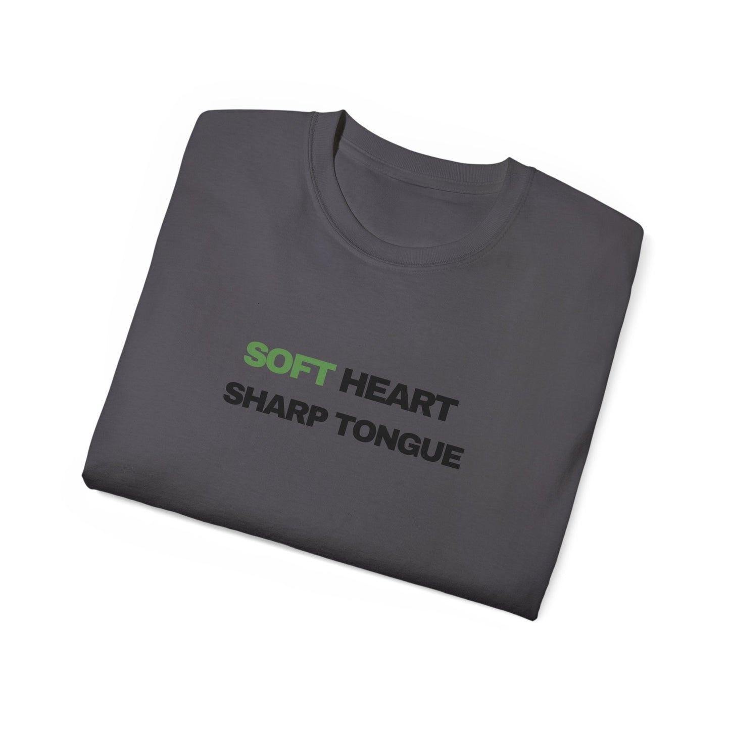 Soft Heart Sharp Tongue Tee — Graphic Cotton T‑Shirt