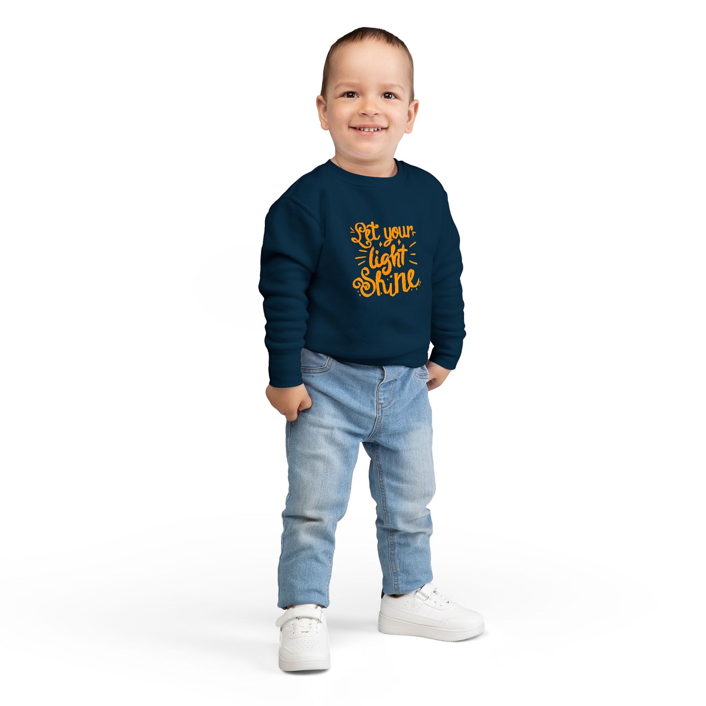 Toddler Sweatshirt — "Let Your Light Shine" Inspirational Kids Crewneck
