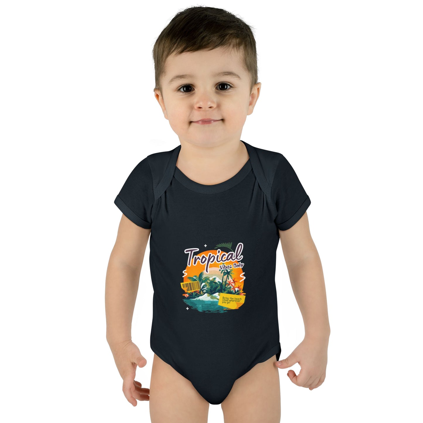 Tropical Baby Bodysuit — "Tropical Vibes" Infant Rib Onesie