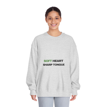 Crewneck Sweatshirt — "Soft Heart, Sharp Tongue" Minimal Graphic
