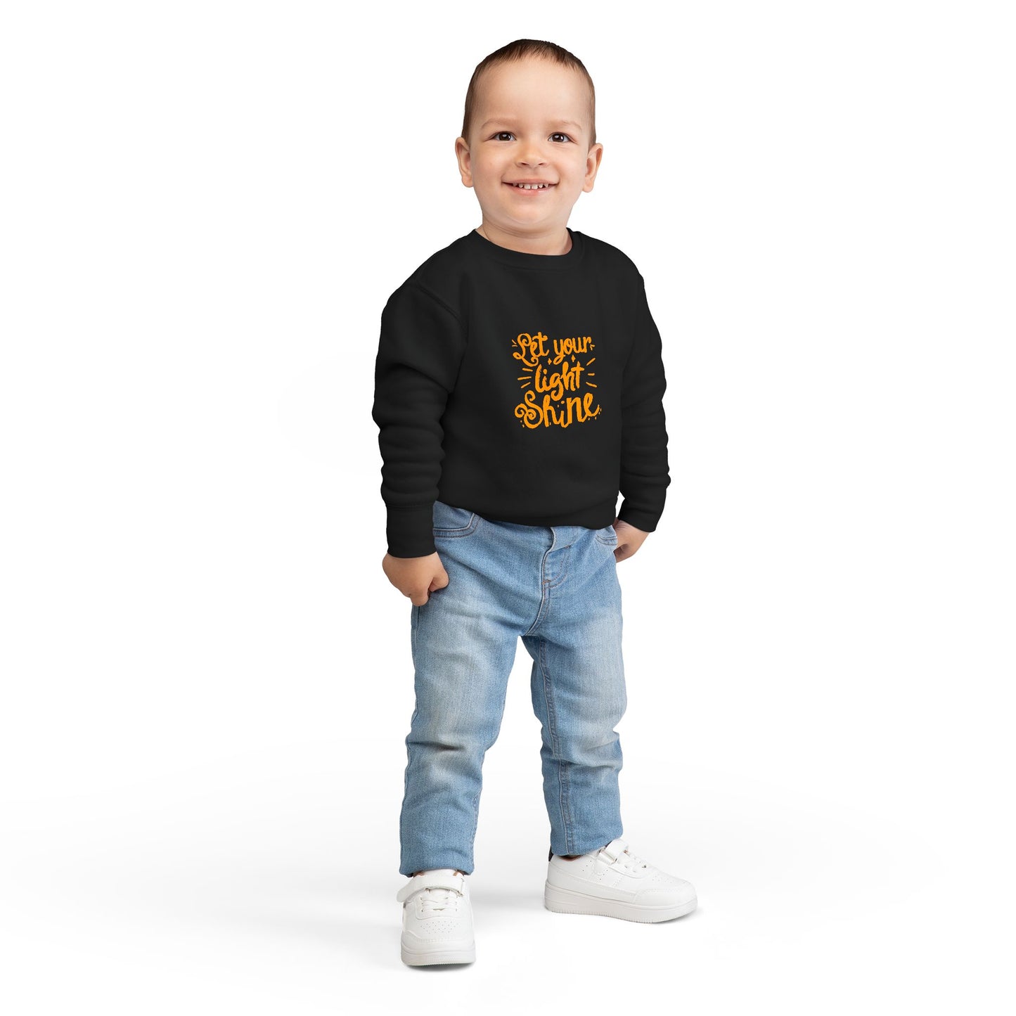 Toddler Sweatshirt — "Let Your Light Shine" Inspirational Crewneck