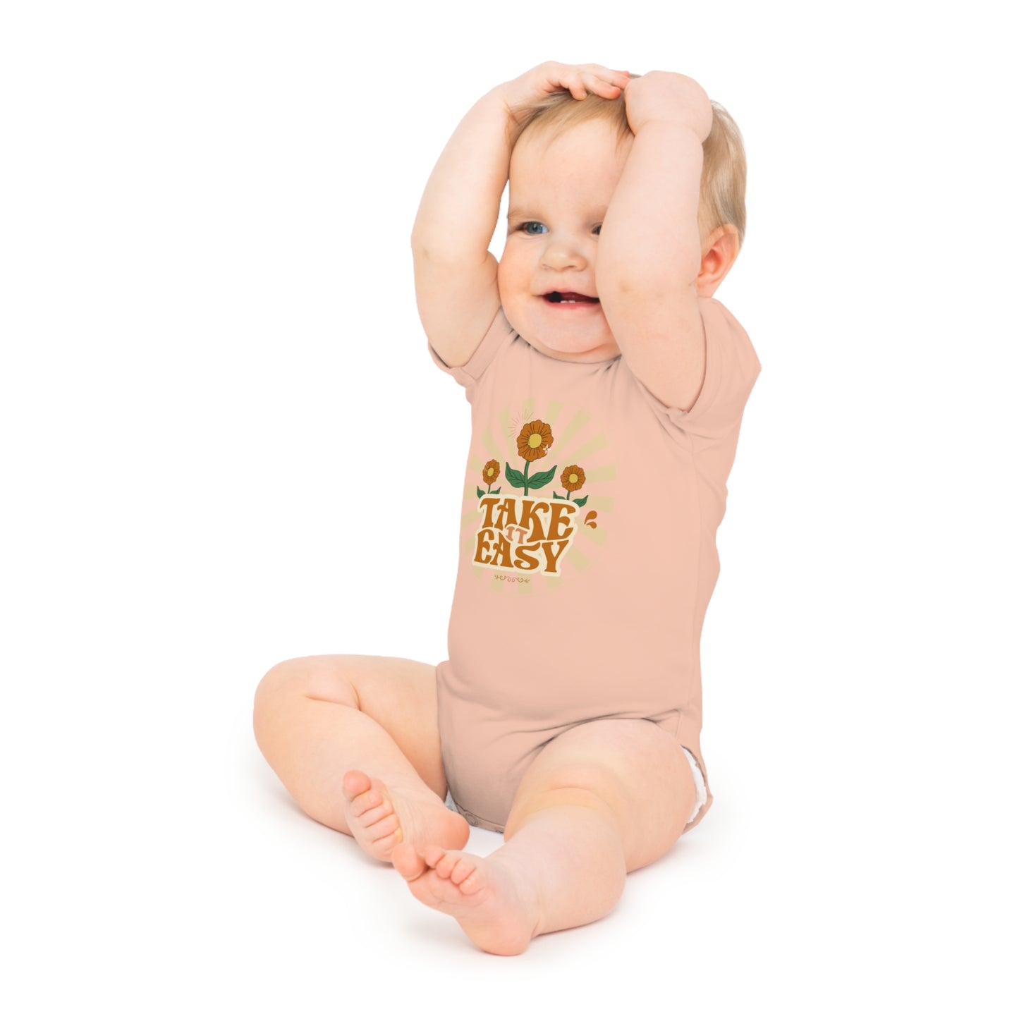 Take It Easy Baby Bodysuit — Retro Flower Infant Onesie