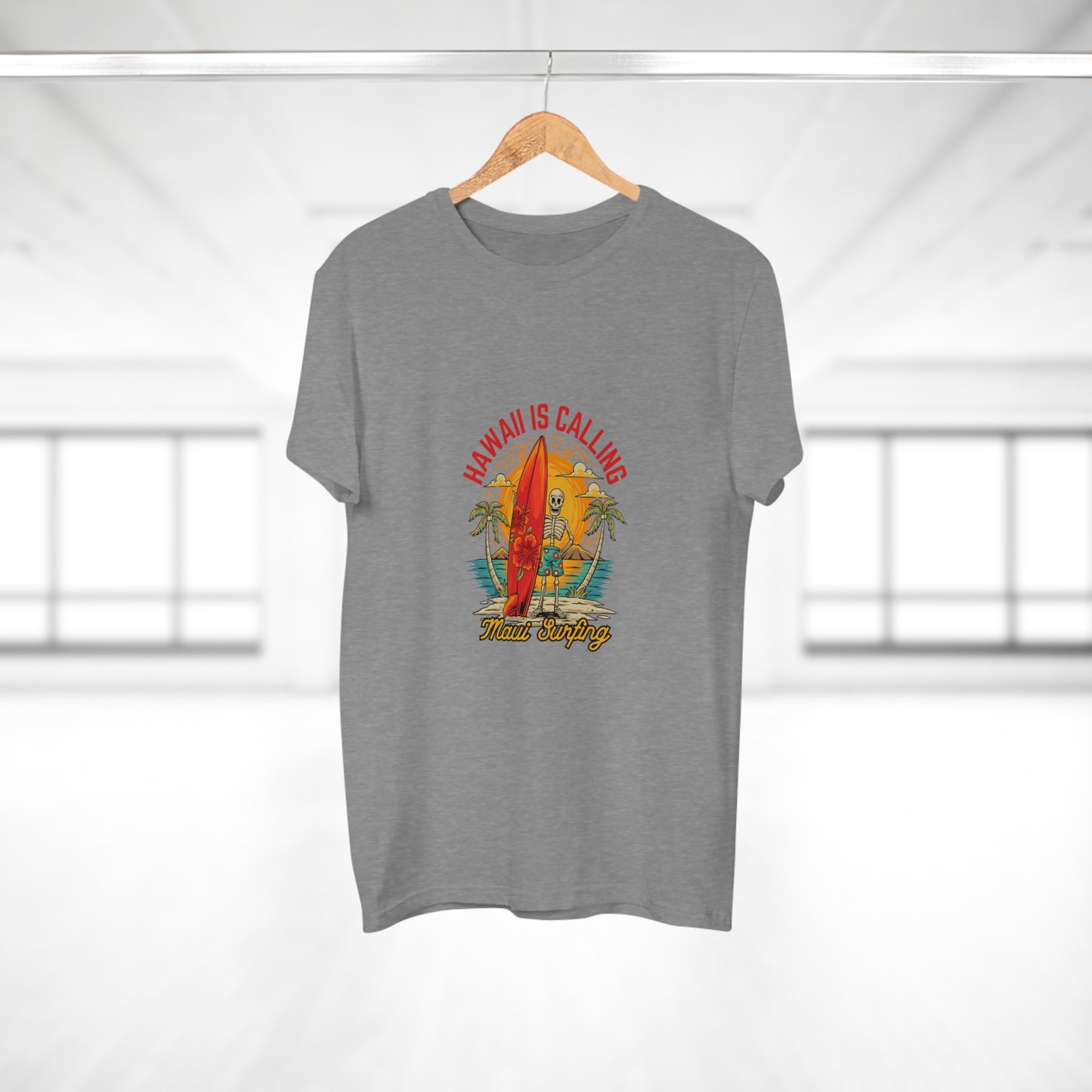 Hawaii Is Calling Surf T-Shirt — Retro Sunset Surfboard Beach Tee