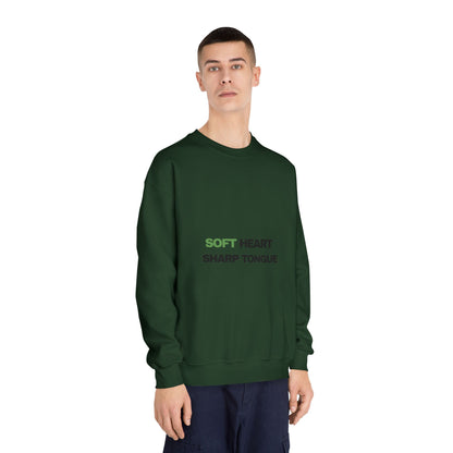 Crewneck Sweatshirt — "Soft Heart, Sharp Tongue" Minimal Graphic
