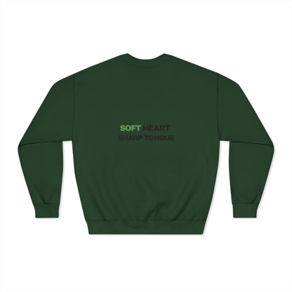 Crewneck Sweatshirt — "Soft Heart, Sharp Tongue" Minimal Graphic