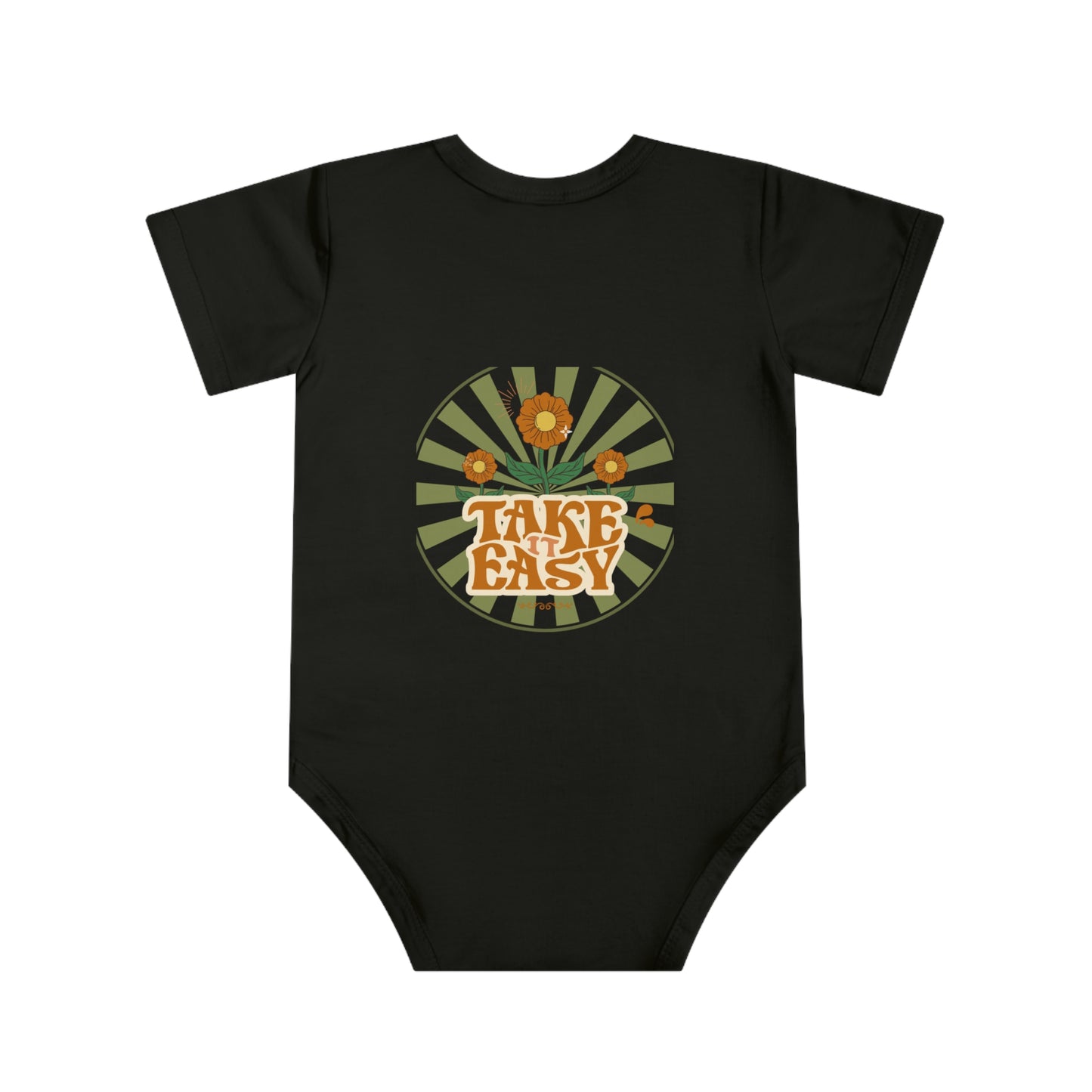 Take It Easy Baby Bodysuit — Retro Flower Infant Onesie
