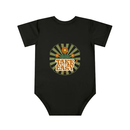 Take It Easy Baby Bodysuit — Retro Flower Infant Onesie