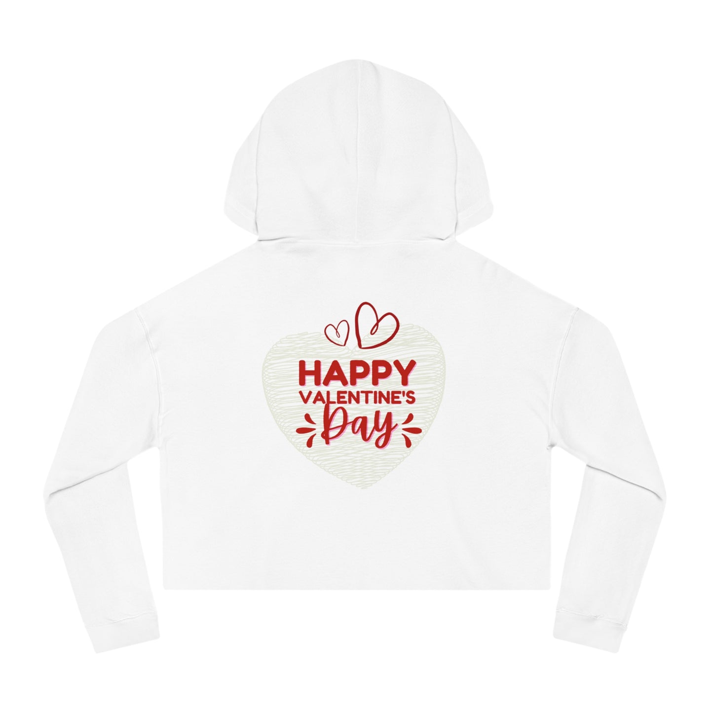 Valentine's Day Cropped Hoodie — "Happy Valentine's Day" Heart Design