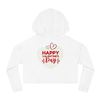 Valentine's Day Cropped Hoodie — "Happy Valentine's Day" Heart Design