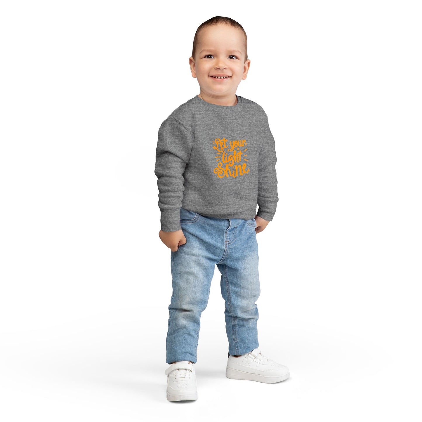 Toddler Sweatshirt — "Let Your Light Shine" Inspirational Crewneck