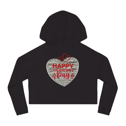 Valentine's Day Cropped Hoodie — "Happy Valentine's Day" Heart Design