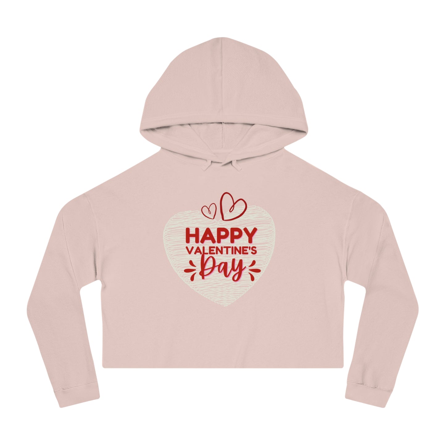 Valentine's Day Cropped Hoodie — "Happy Valentine's Day" Heart Design