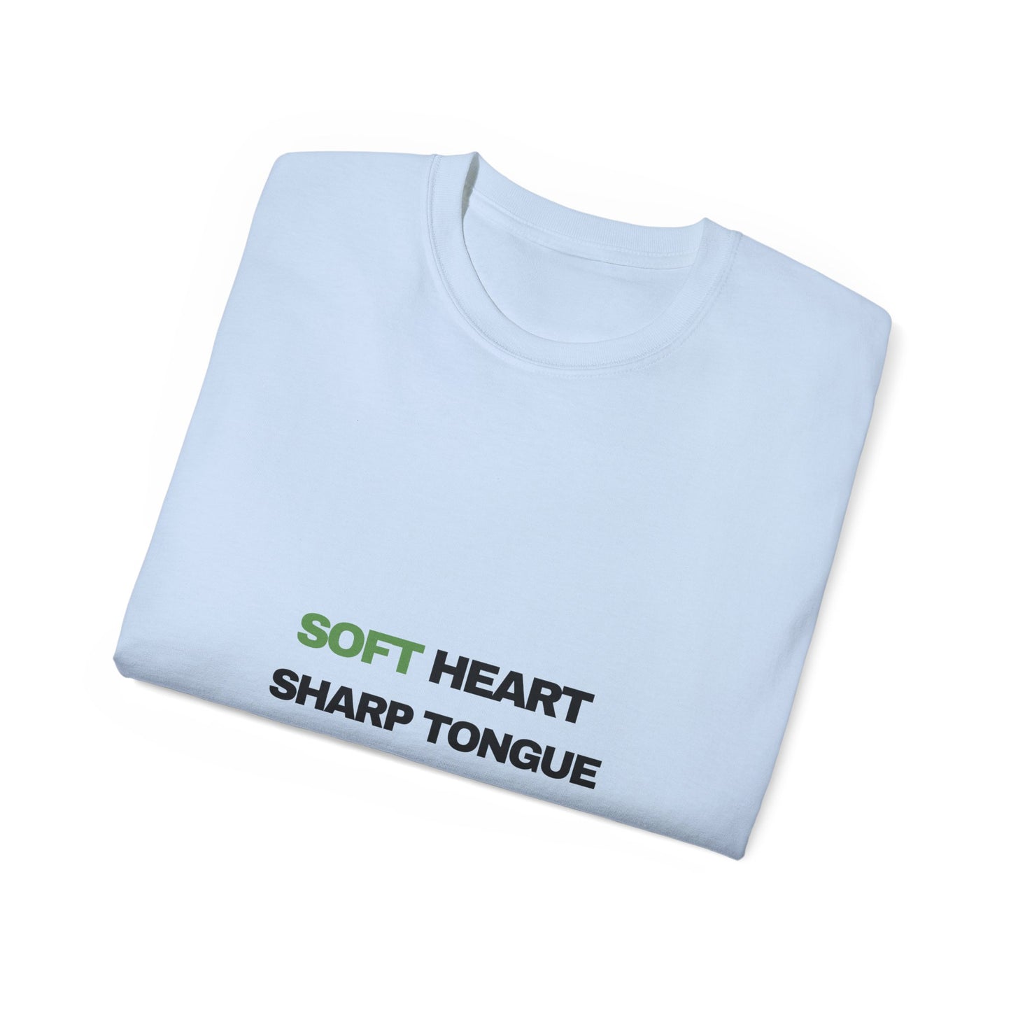 Soft Heart Sharp Tongue Tee — Graphic Cotton T‑Shirt