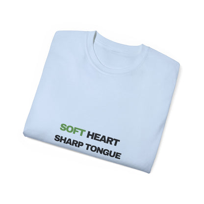 Soft Heart Sharp Tongue Tee — Graphic Cotton T‑Shirt