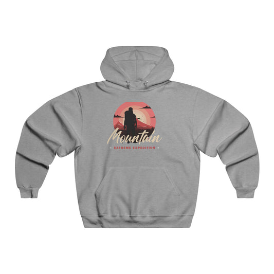 Mountain Adventure Hoodie — Retro Hiker Silhouette Graphic