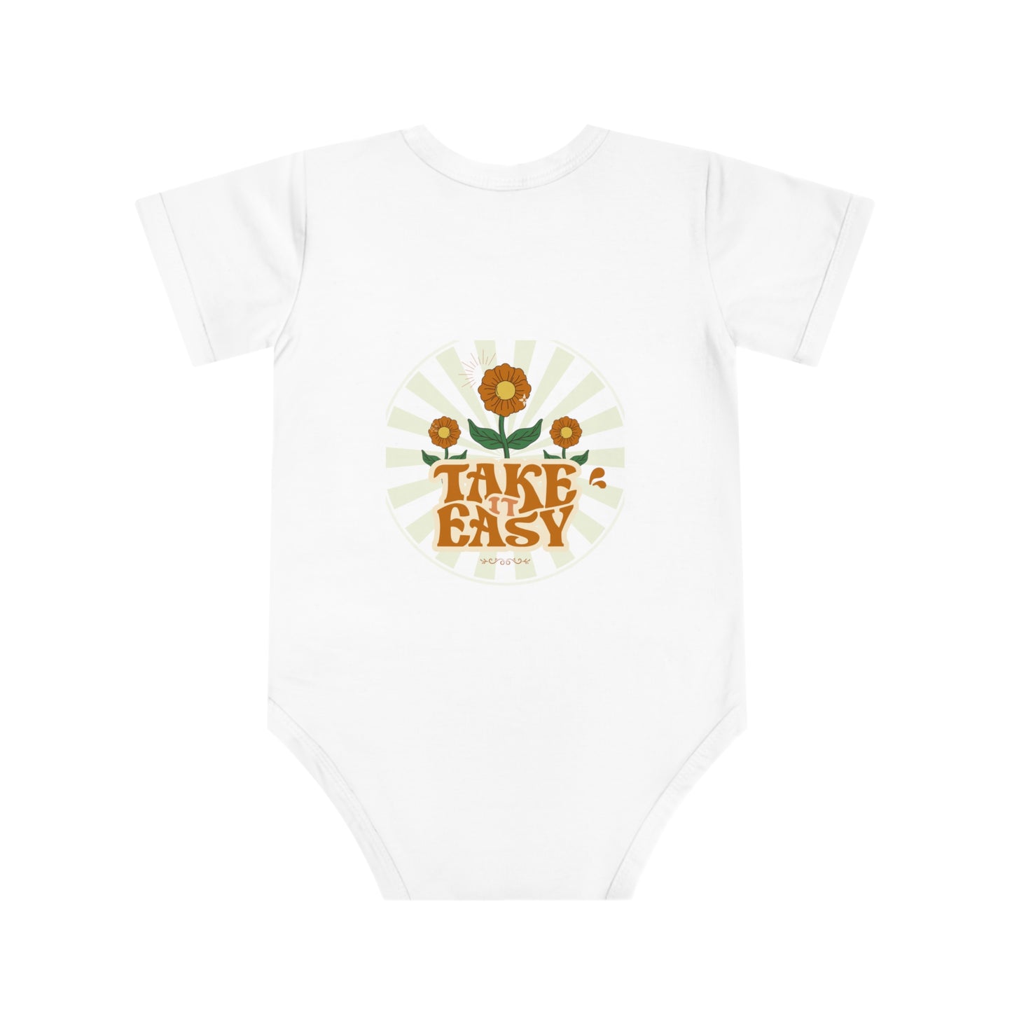 Take It Easy Baby Bodysuit — Retro Flower Infant Onesie