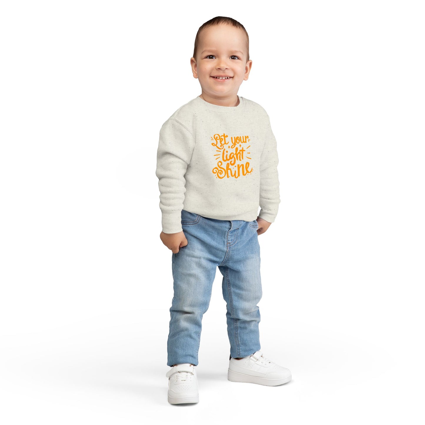 Toddler Sweatshirt — "Let Your Light Shine" Inspirational Kids Crewneck