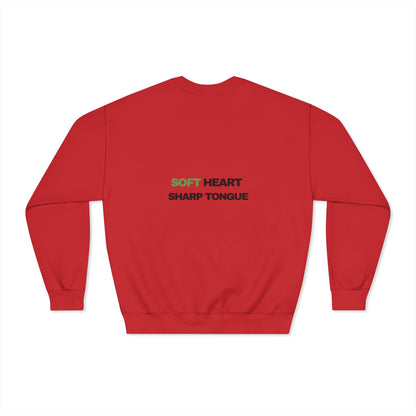 Crewneck Sweatshirt — "Soft Heart, Sharp Tongue" Minimal Graphic