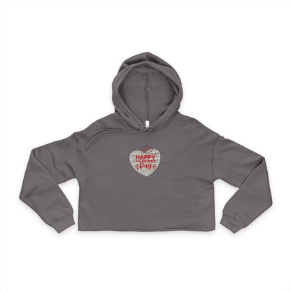 Cropped Hoodie — ‘Happy Day’ Heart Graphic Cropped Hoodie