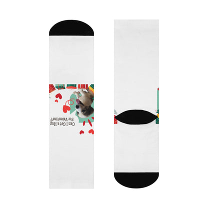 Valentine’s Dog Crew Socks — “Can I Get a Hug For Valentine?” Cushioned Socks