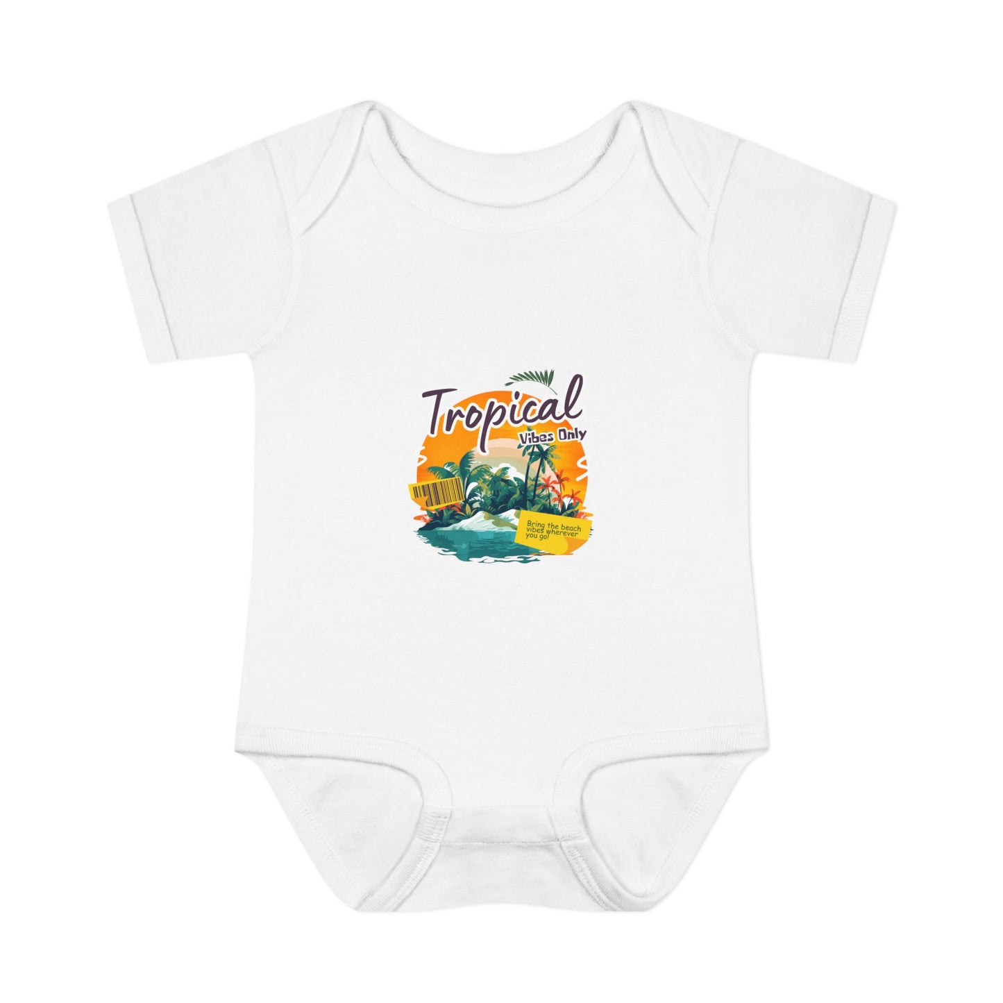 Tropical Baby Bodysuit — "Tropical Vibes" Infant Rib Onesie