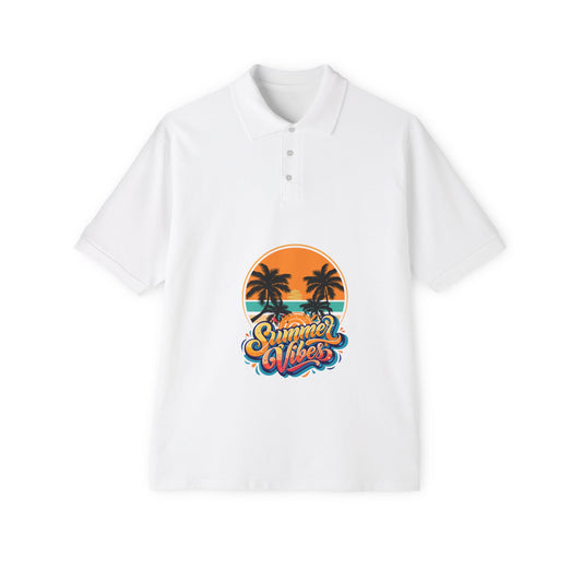 Men's Polo - "Summer Vibes" Sunset Palm Graphic