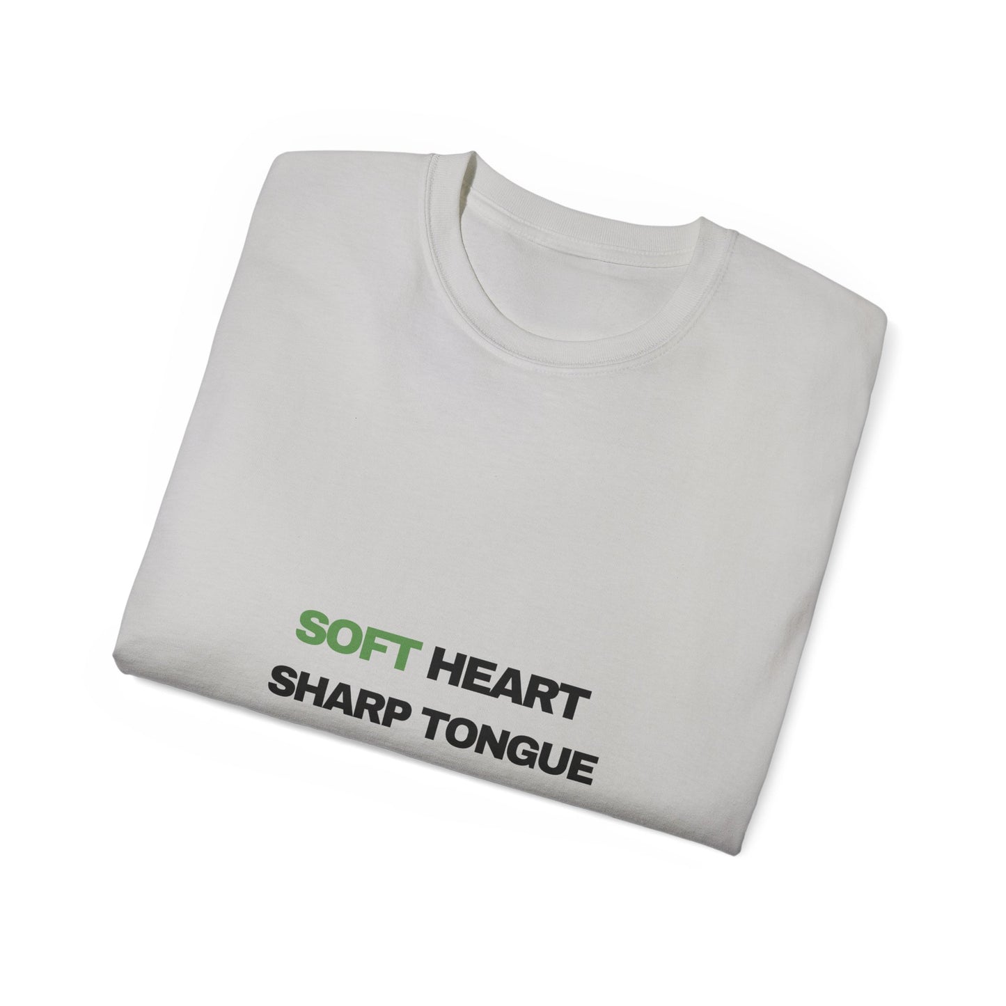 Soft Heart Sharp Tongue Tee — Graphic Cotton T‑Shirt