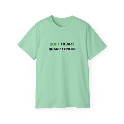 Soft Heart Sharp Tongue Tee — Graphic Cotton T‑Shirt