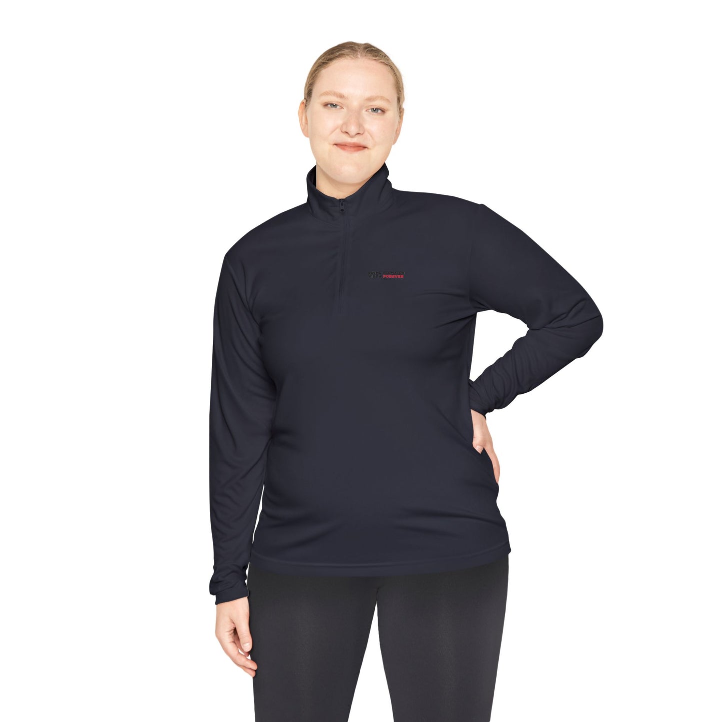 Quarter-Zip Pullover — "Swipe Right on Pizza Forever" Embroidered Casual Pullover