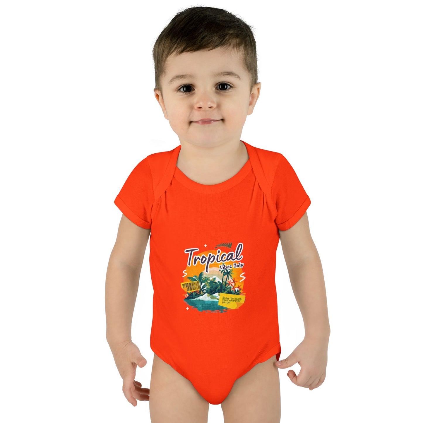 Tropical Baby Bodysuit — "Tropical Vibes" Infant Rib Onesie