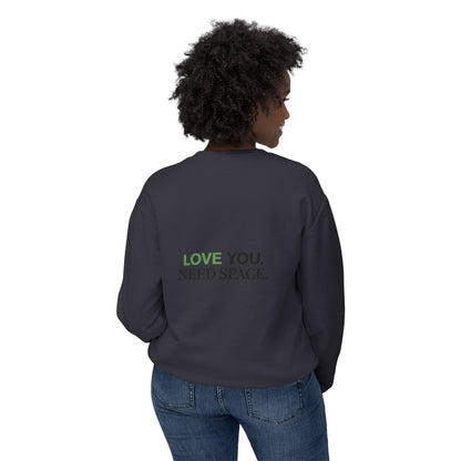 'Love You. Need Space.' Crewneck Sweatshirt — Minimal Relationship Quote Sweatshirt