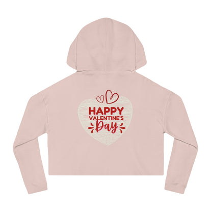 Valentine's Day Cropped Hoodie — "Happy Valentine's Day" Heart Design