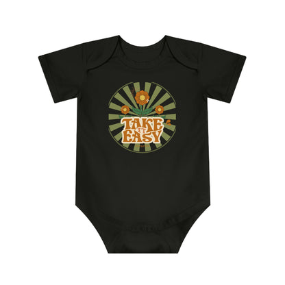 Take It Easy Baby Bodysuit — Retro Flower Infant Onesie