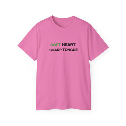 Soft Heart Sharp Tongue Tee — Graphic Cotton T‑Shirt