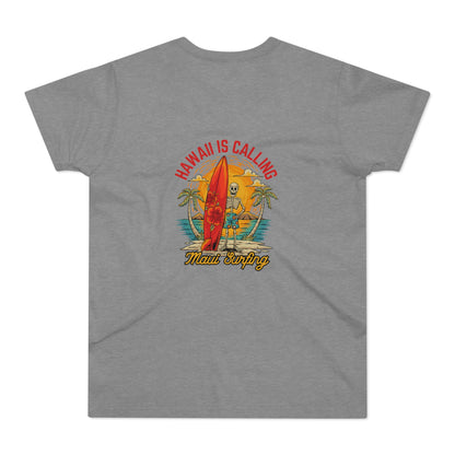 Hawaii Is Calling Surf T-Shirt — Retro Sunset Surfboard Beach Tee
