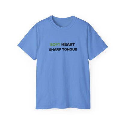 Soft Heart Sharp Tongue Tee — Graphic Cotton T‑Shirt