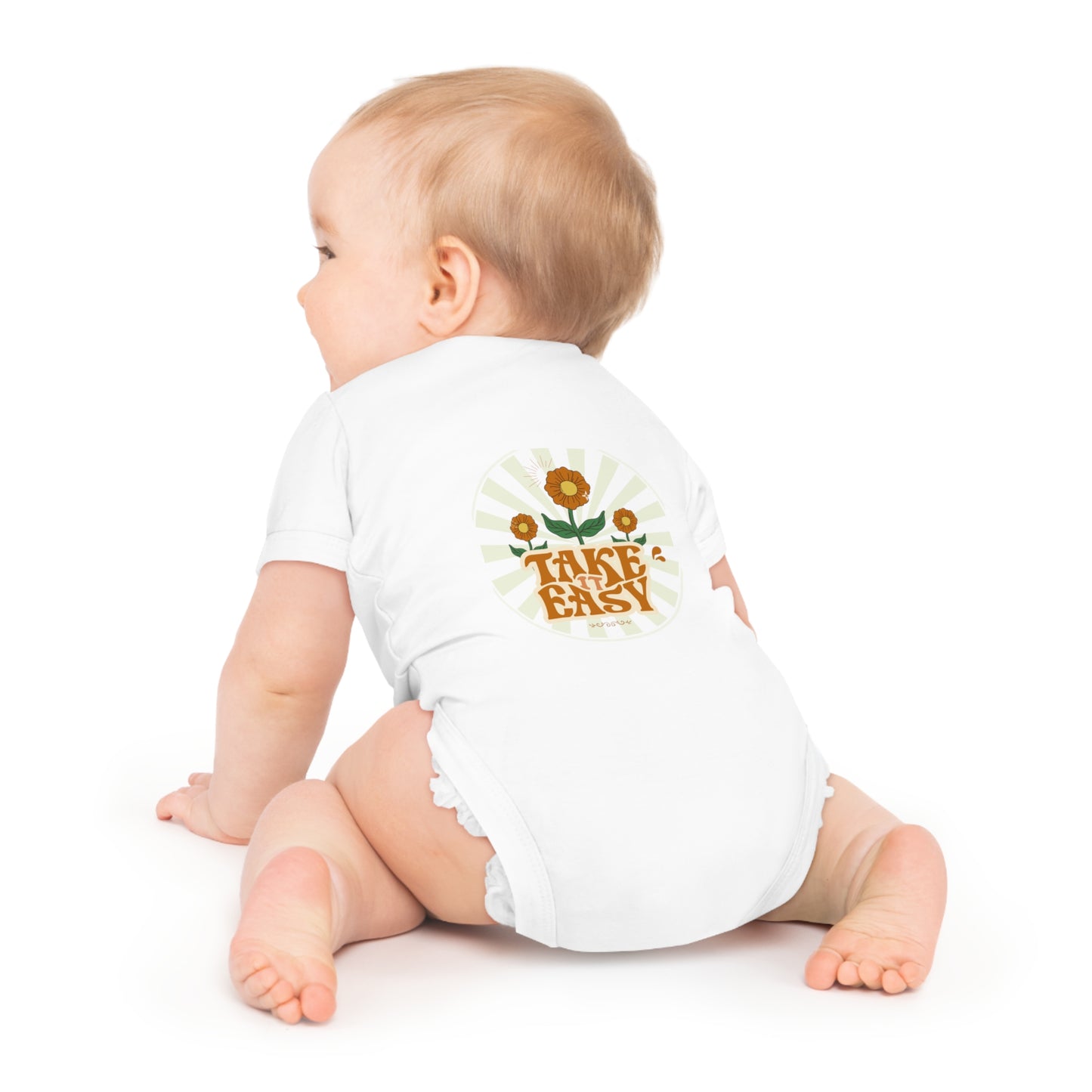 Take It Easy Baby Bodysuit — Retro Flower Infant Onesie