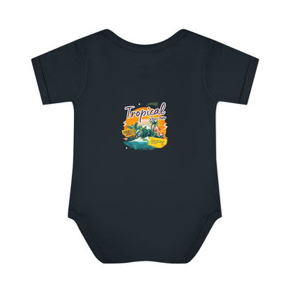 Tropical Baby Bodysuit — "Tropical Vibes" Infant Rib Onesie