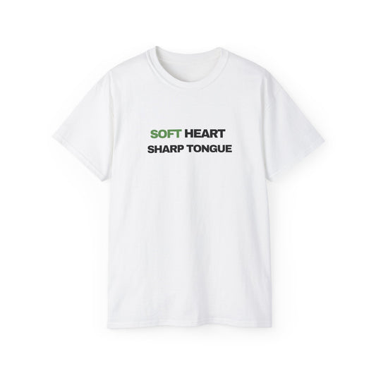 Soft Heart Sharp Tongue Tee — Graphic Cotton T‑Shirt