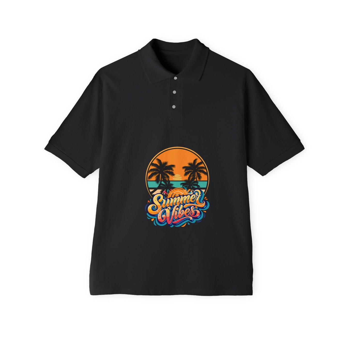 Men's Polo - "Summer Vibes" Sunset Palm Graphic