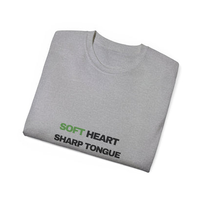 Soft Heart Sharp Tongue Tee — Graphic Cotton T‑Shirt