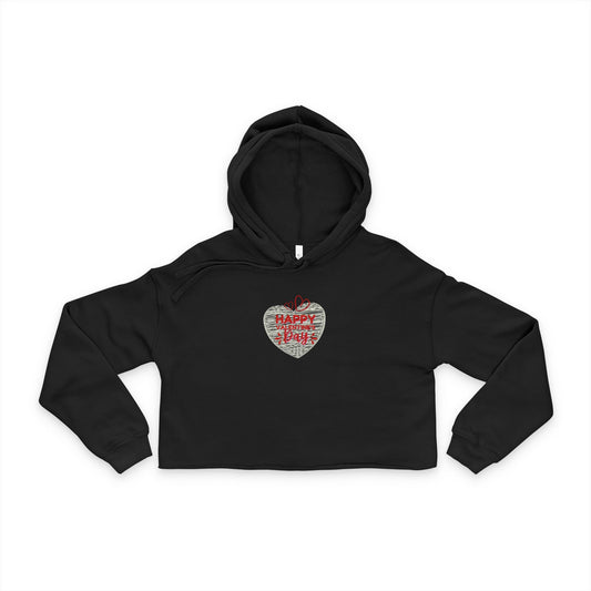 Cropped Hoodie — ‘Happy Day’ Heart Graphic Cropped Hoodie