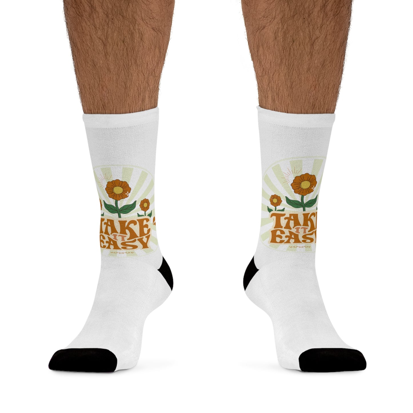 Retro Flower 'Take It Easy' Recycled Poly Socks