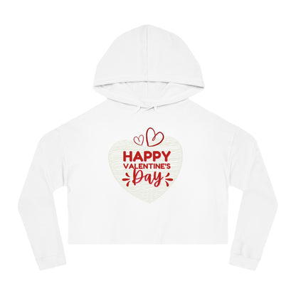 Valentine's Day Cropped Hoodie — "Happy Valentine's Day" Heart Design
