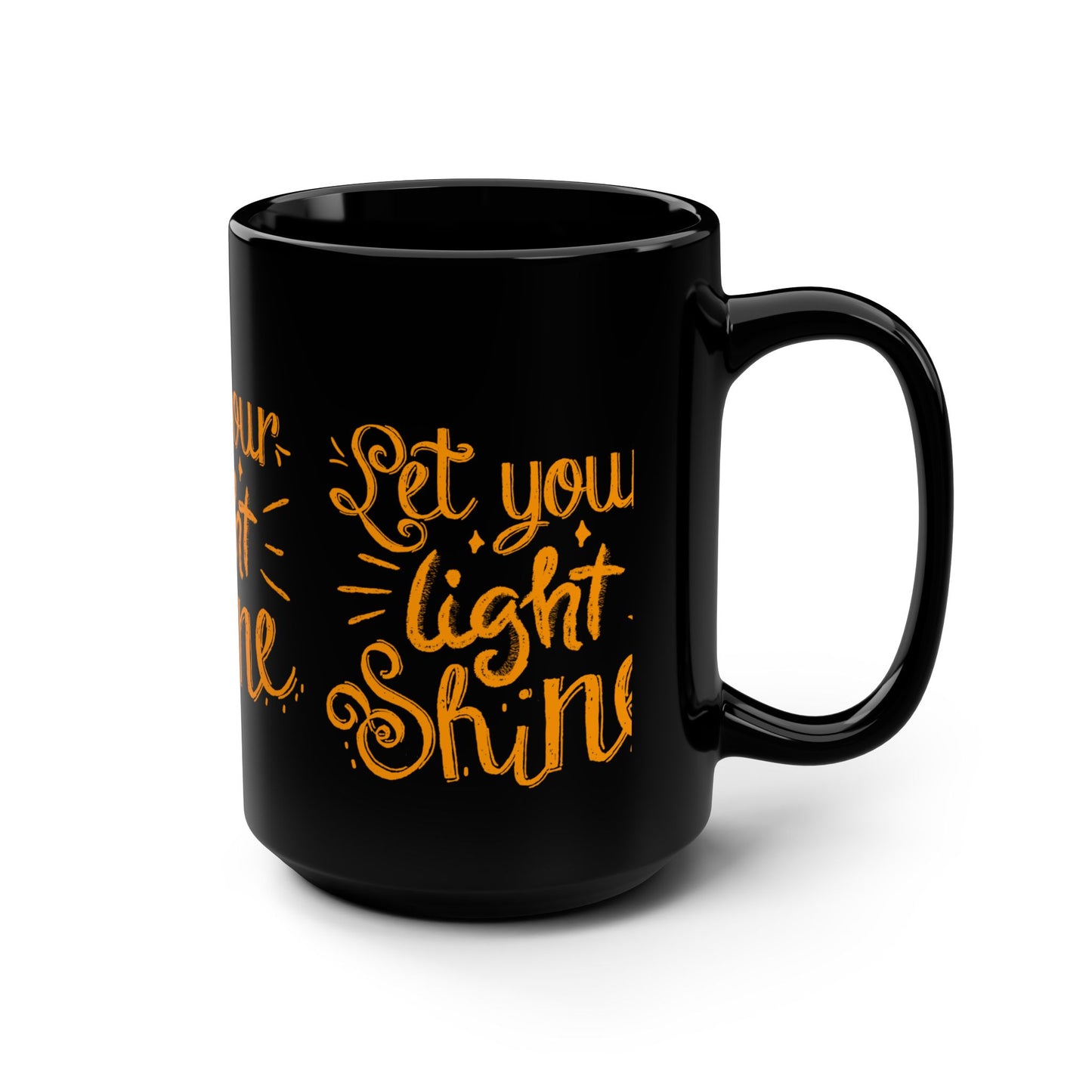 Inspirational Ceramic Mug – “Let Your Light Shine” 15oz Black Coffee Mug