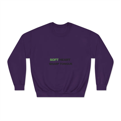 Crewneck Sweatshirt — "Soft Heart, Sharp Tongue" Minimal Graphic