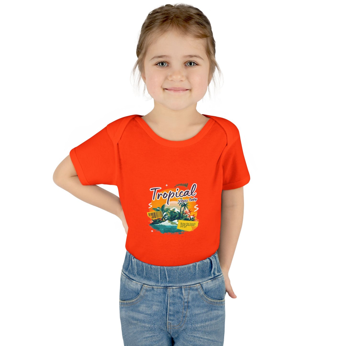 Tropical Baby Bodysuit — "Tropical Vibes" Infant Rib Onesie