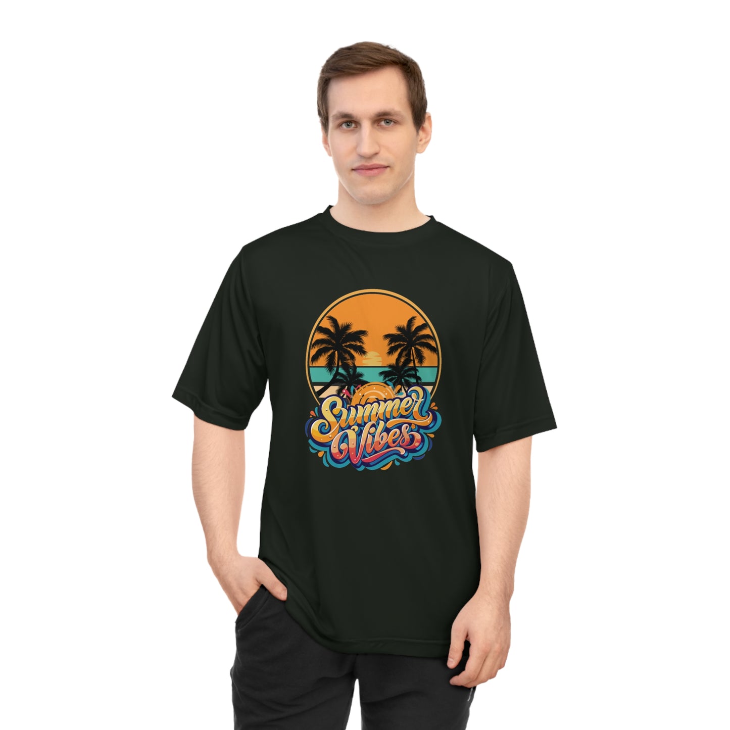 Summer Vibes Performance T-Shirt — Tropical Palm Beach Graphic