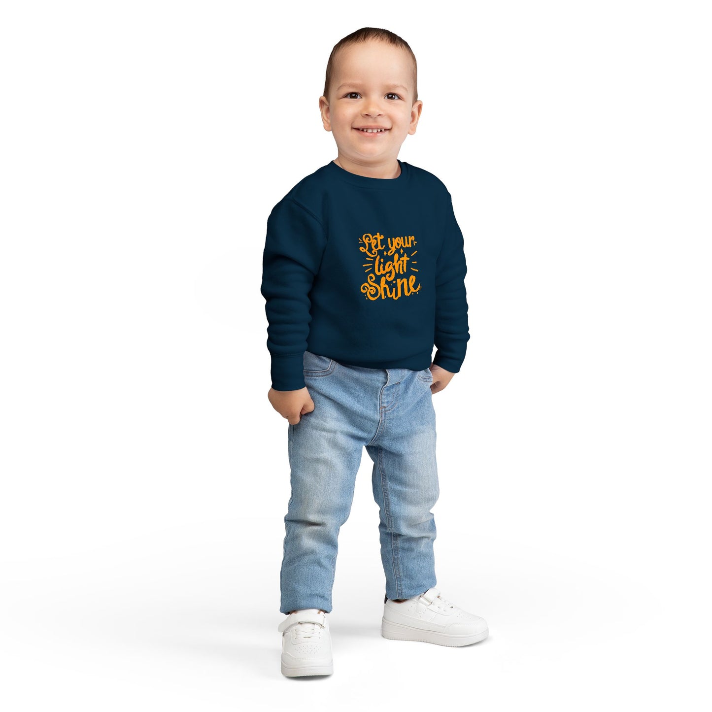 Toddler Sweatshirt — "Let Your Light Shine" Inspirational Crewneck